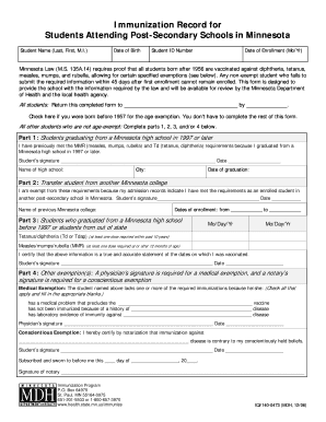 Immunization card template - immunization record form north central university mn