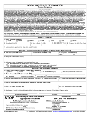 Dental Line of Duty Determination Form