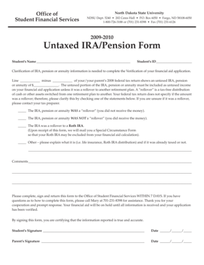 Untaxed IRA/Pension Form