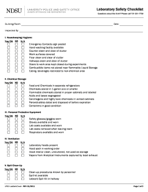 Laboratory Inspection Checklist - ndsu