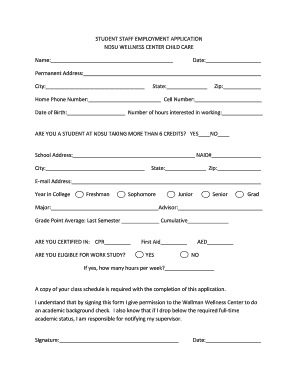 STUDENT STAFF EMPLOYMENT APPLICATION NDSU ... - ndsu