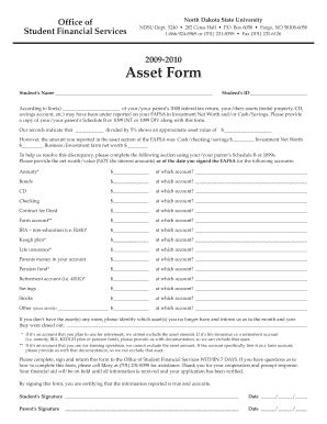 North Dakota Student Asset Form
