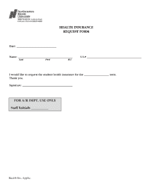 Health Insurance Request Form - Northeastern Illinois University - neiu