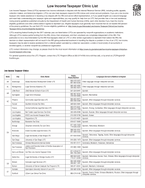 Low Income Taxpayer Clinic List