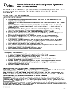 Aetna Specialty Pharmacy Patient Agreement