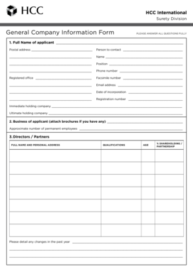 HCC International Surety Application Form