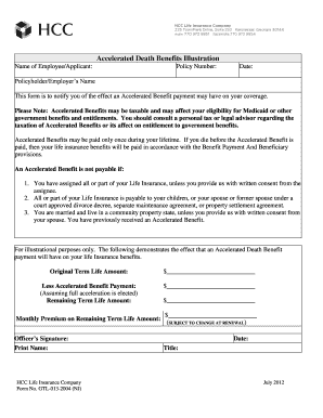 Accelerated Death Benefits Form