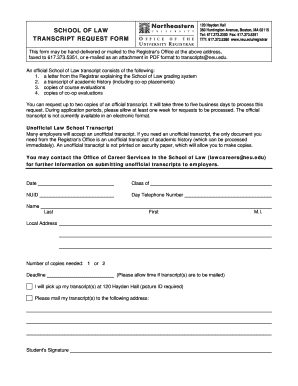 Northeastern University Transcript Request Form