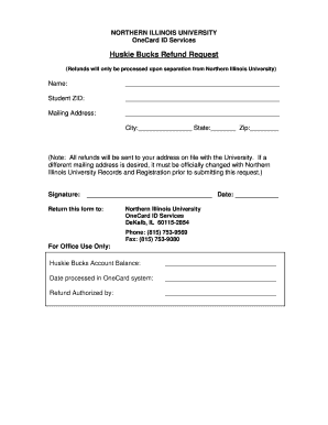 Huskie Bucks Refund Request