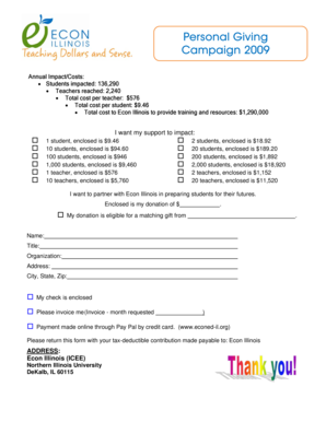 Personal Giving Campaign 2009
