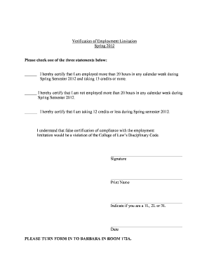 verification of employment microsoft word form