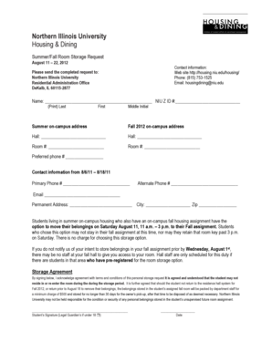 Summer/Fall Room Storage Request