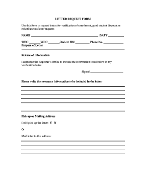 Letter Request Form
