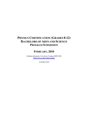 Physics certification (grades 8-12) - Northern Kentucky University - nku