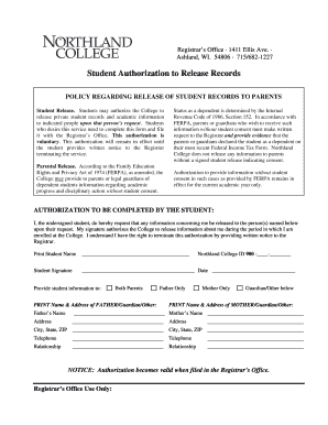 Student Authorization to Release Records