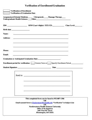 Verification of Enrollment/Graduation Form