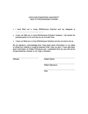Living Will/Advance Directive Form