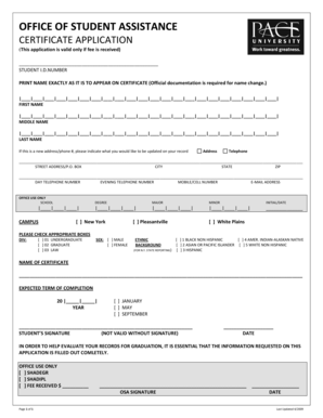 Student Certificate Application Form