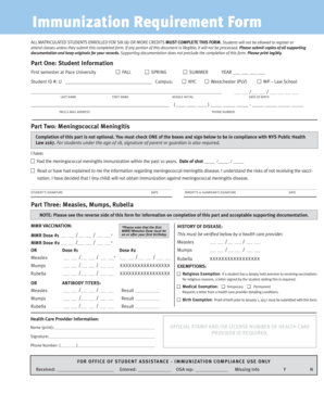 Immunization Requirement Form
