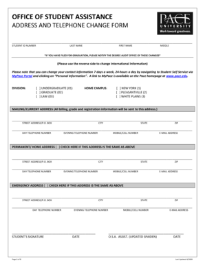 Student Address and Telephone Change Form