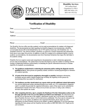 Disability Services Verification Form