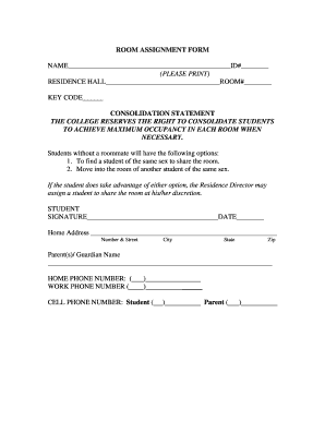 ROOM ASSIGNMENT FORM - Paine College - paine