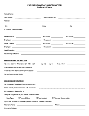 Pediatric Health Questionnaire