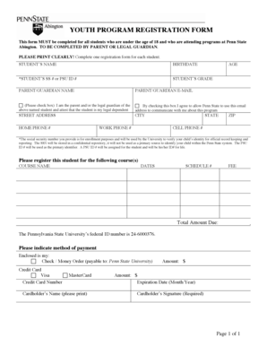 Youth Program Registration Form