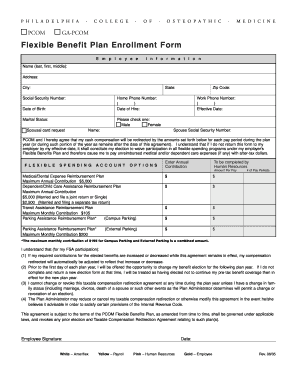 Philadelphia College of Osteopathic Medicine Flexible Benefit Plan Enrollment Form