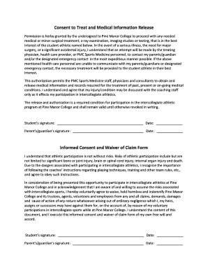 Consent to Treat and Medical Information Release
