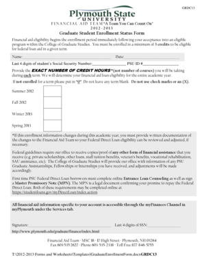 Graduate Student Enrollment Status Form