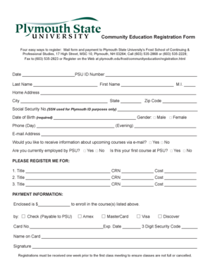 Community Education Registration Form