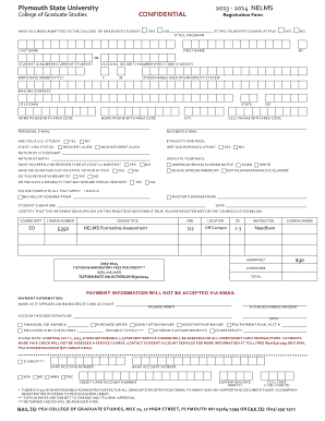 Plymouth State University Graduate Registration Form