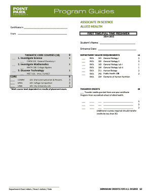 Allied Health A.S. Degree Requirements
