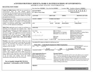 Portland State University Registration Form
