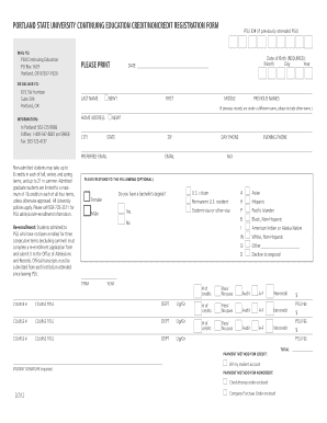 Portland State University Credit/Noncredit Registration Form