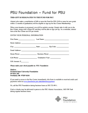 PSU Foundation Donation Form