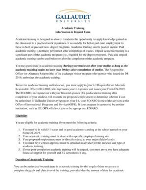 J-1 Academic Training Recommendation & Request Form