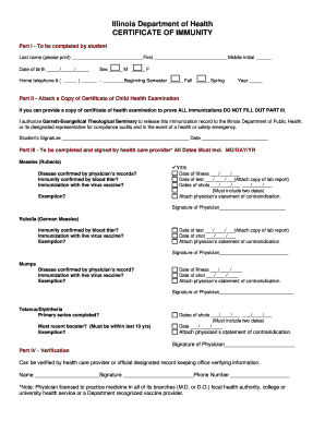 Illinois Certificate of Immunity