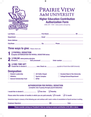 Higher Education Contribution Authorization Form