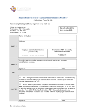Request for Student’s Taxpayer Identification Number