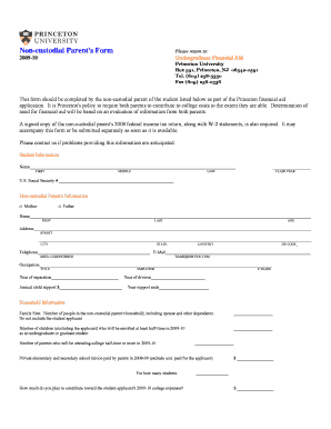 Non-Custodial Parent's Financial Aid Form