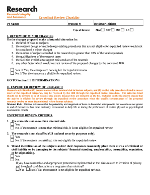 Expedited Review Checklist