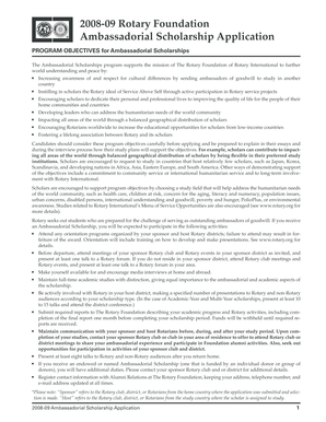 2008-09 Rotary Ambassadorial Scholarship Application