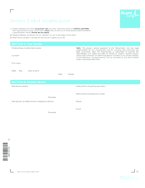 Bupa Direct Debit Application Form