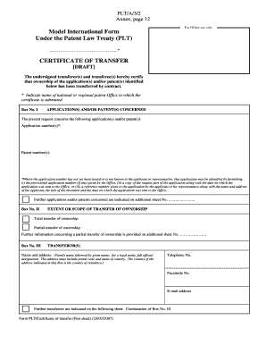 Certificate of Transfer for Patent Ownership