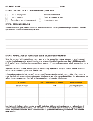 2009-2010 Special Circumstance Request Form