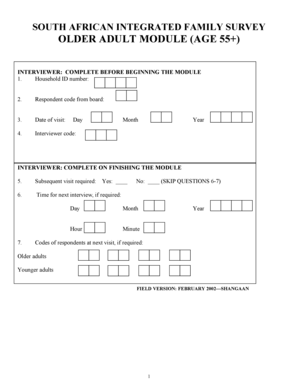 South African Integrated Family Survey Older Adult Module