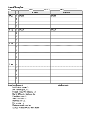 Academic Planning Form