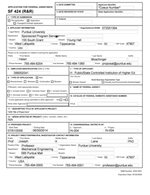 SF 424 Application for Federal Assistance